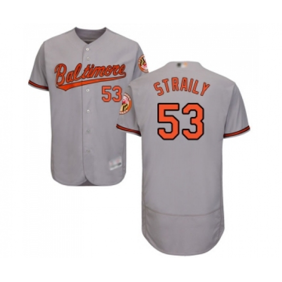 Men's Baltimore Orioles #53 Dan Straily Grey Road Flex Base Authentic Collection Baseball Jersey - Ujersey