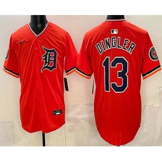 Men's Detroit Tigers #13 Dillon Dingler Orange Limited Jersey - Ujersey