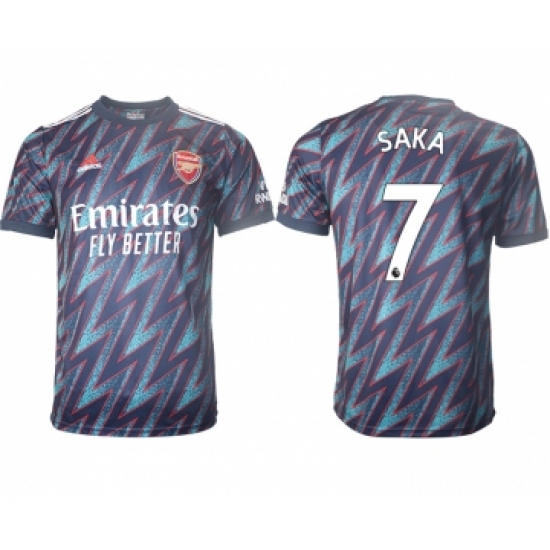 Men 2021-2022 Club Arsenal Second away aaa version blue 7 Soccer Jersey