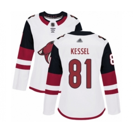 Women's Arizona Coyotes #81 Phil Kessel Authentic White Away Hockey Jersey - Ujersey