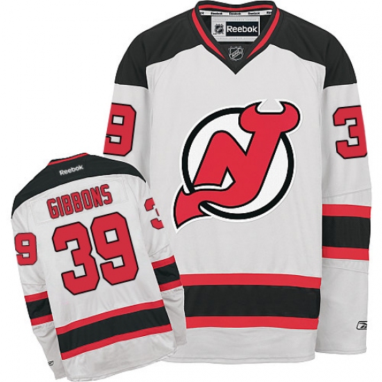 Men's Reebok New Jersey Devils #39 Brian Gibbons Authentic White Away NHL Jersey - Ujersey