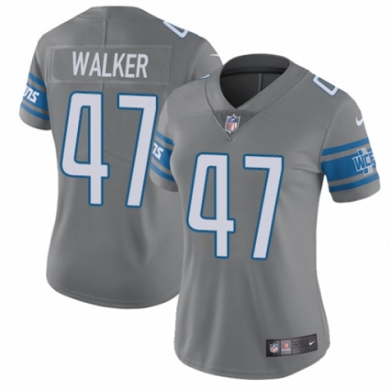 Women's Nike Detroit Lions #47 Tracy Walker Limited Steel Rush Vapor Untouchable NFL Jersey - Ujersey