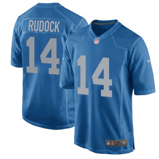 Men's Nike Detroit Lions #14 Jake Rudock Game Blue Alternate NFL Jersey - Ujersey