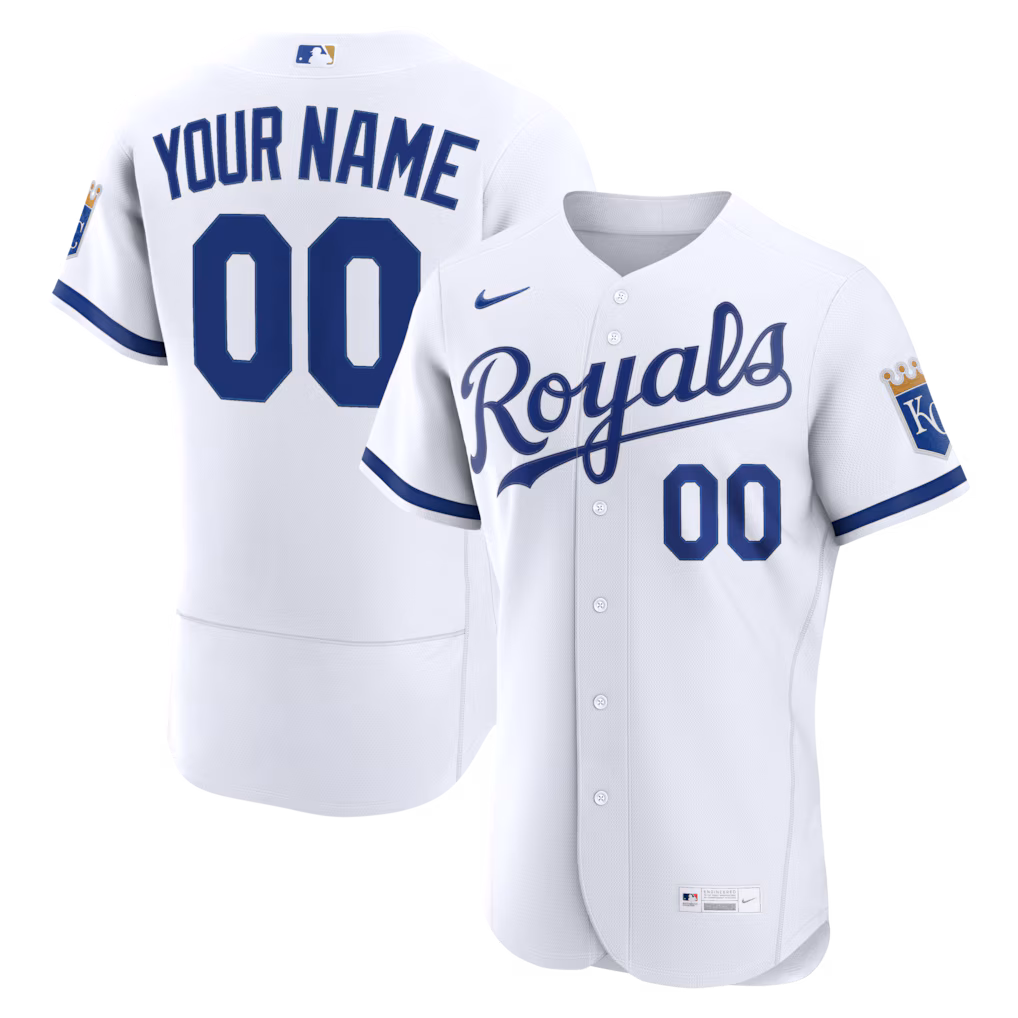 Men's Kansas City Royals Nike White Home Authentic Custom Jersey - Ujersey