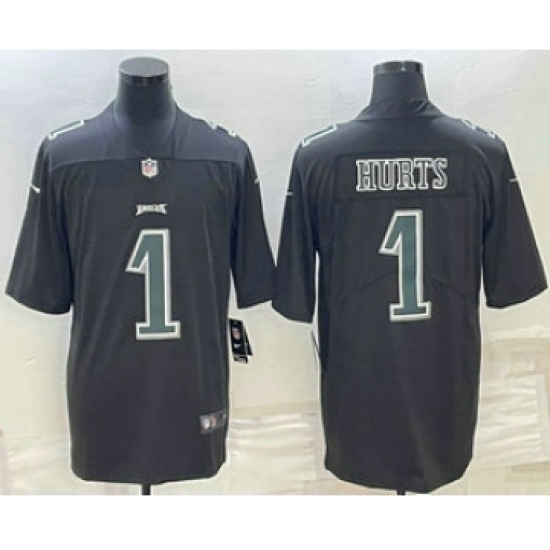 Men's Philadelphia Eagles #1 Jalen Hurts Black Vapor Untouchable Stitched Fashion Limited Jersey - Ujersey
