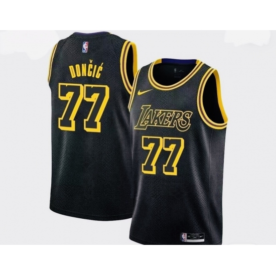 Men's Los Angeles Lakers #77 Luka Doncic Black Stitched Jersey - Ujersey