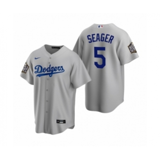 Men's Los Angeles Dodgers #5 Corey Seager Gray 2020 World Series Replica Jersey - Ujersey