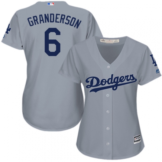 Women's Majestic Los Angeles Dodgers #6 Curtis Granderson Authentic Grey Road Cool Base MLB Jersey