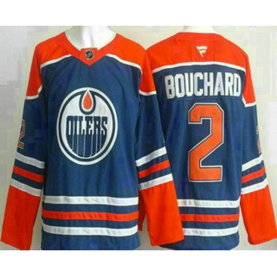 Men's Edmonton Oilers #2 Evan Bouchard Blue Authentic Jersey - Ujersey