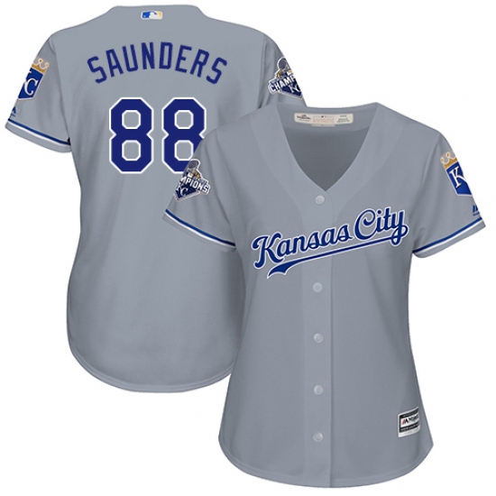 Women's Majestic Kansas City Royals #88 Michael Saunders Replica Grey Road Cool Base MLB Jersey - Ujersey