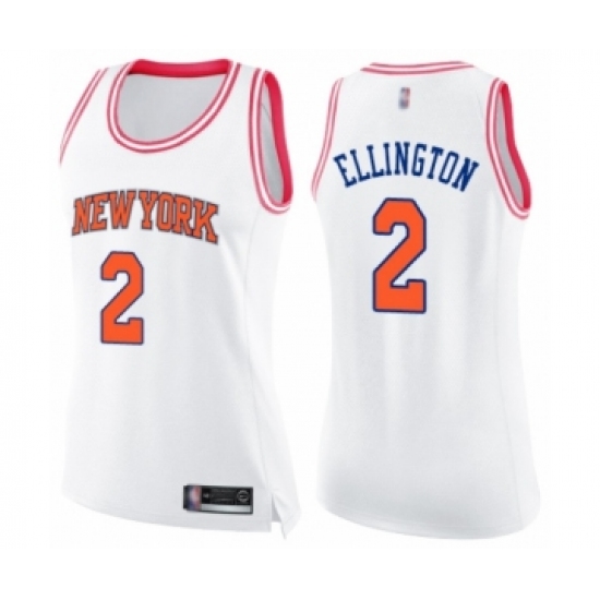 Women's New York Knicks #2 Wayne Ellington Swingman White Pink Fashion Basketball Jersey - Ujersey