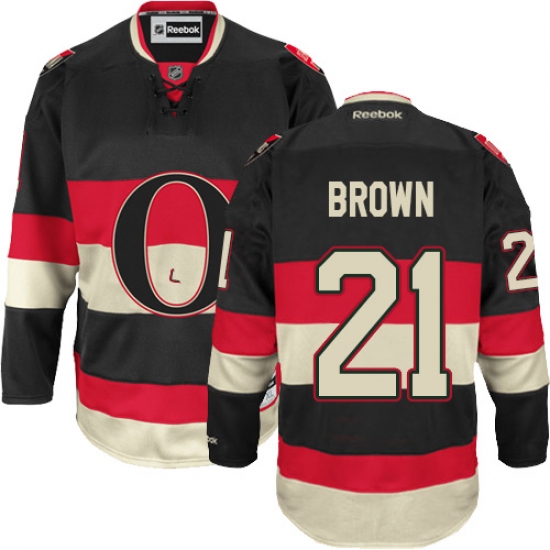Men's Reebok Ottawa Senators #21 Logan Brown Authentic Black Third NHL Jersey - Ujersey