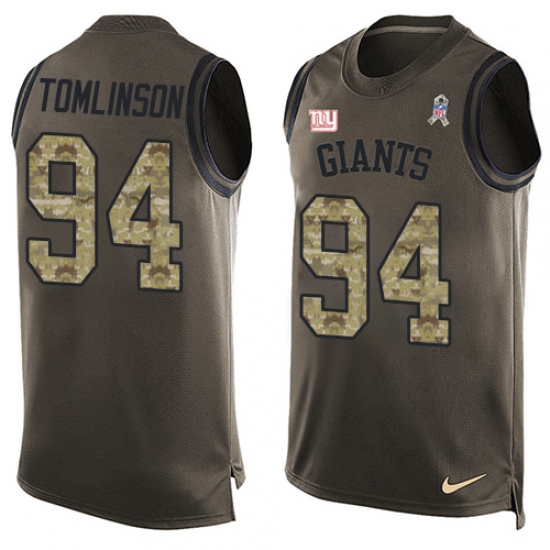 Men's Nike New York Giants #94 Dalvin Tomlinson Limited Green Salute to Service Tank Top NFL Jersey - Ujersey