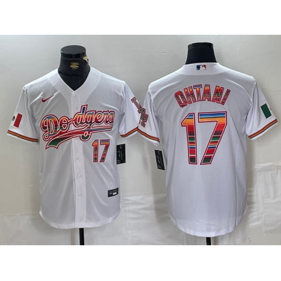 Men's Los Angeles Dodgers #17 Shohei Ohtani White Mexico Cool Base Stitched Jersey - Ujersey