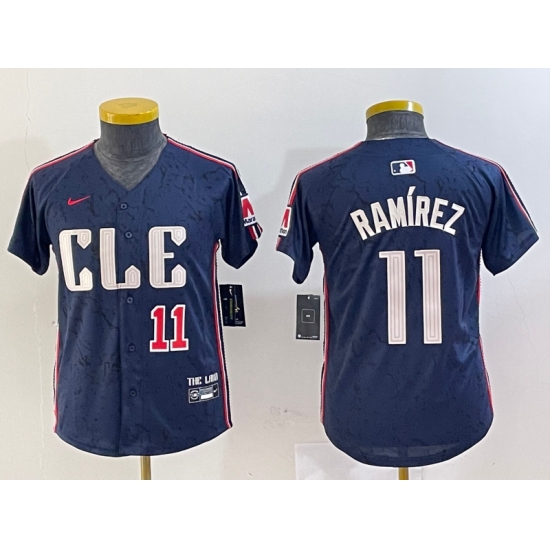 Youth Cleveland Guardians #11 Jose Ramirez Number Navy 2024 City Connect Limited Stitched Jerseys - Ujersey