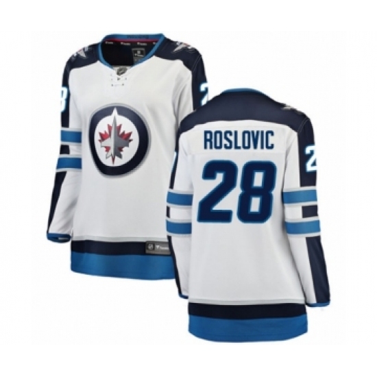 Women's Winnipeg Jets #28 Jack Roslovic Fanatics Branded White Away Breakaway NHL Jersey - Ujersey