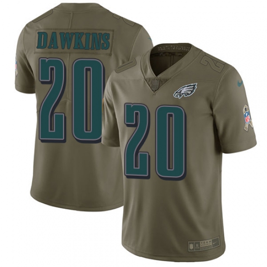 Men's Nike Philadelphia Eagles #20 Brian Dawkins Limited Olive 2017 Salute to Service NFL Jersey - Ujersey
