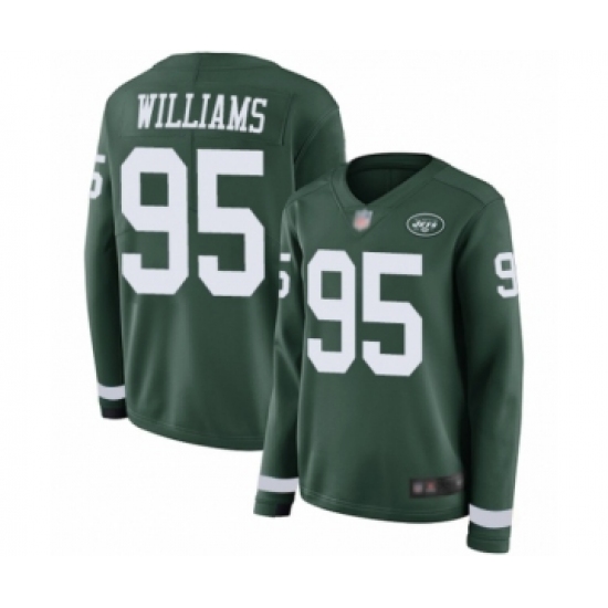 Women's New York Jets #95 Quinnen Williams Limited Green Therma Long Sleeve Football Jersey - Ujersey