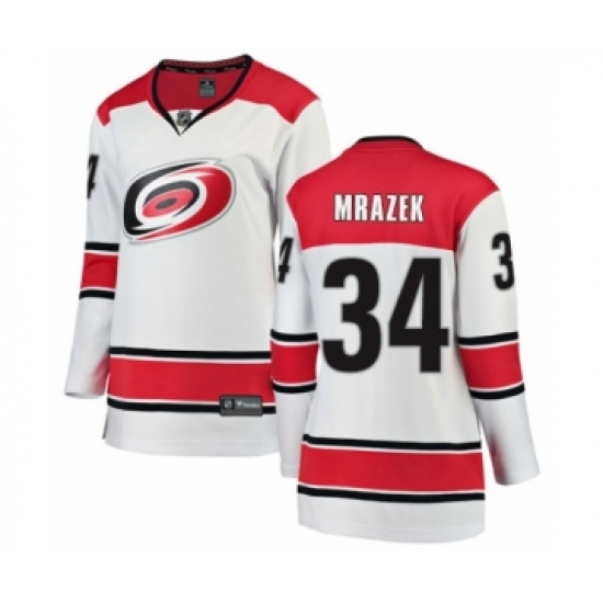 Women's Carolina Hurricanes #34 Petr Mrazek Authentic White Away Fanatics Branded Breakaway NHL Jersey - Ujersey