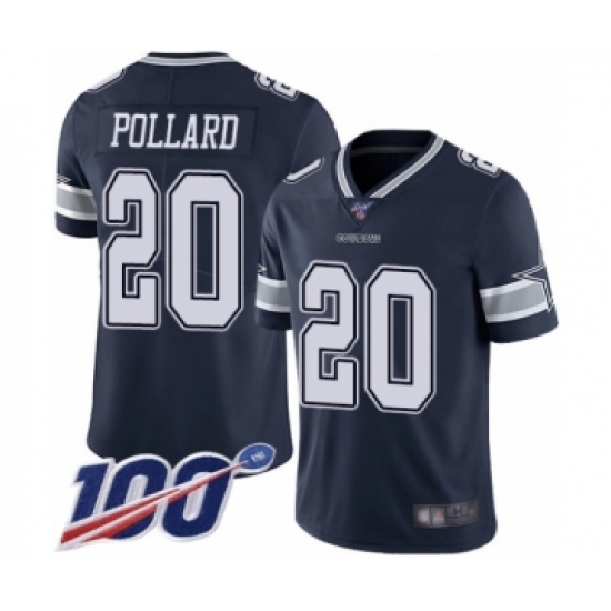 Men's Dallas Cowboys #20 Tony Pollard Navy Blue Team Color Vapor Untouchable Limited Player 100th Season Football Jersey - Ujersey