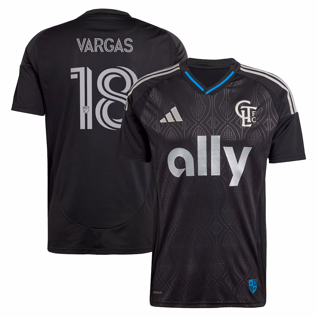 Men's Charlotte FC Kerwin Vargas adidas Black 2025 Fortress Kit Replica Jersey - Ujersey NHL