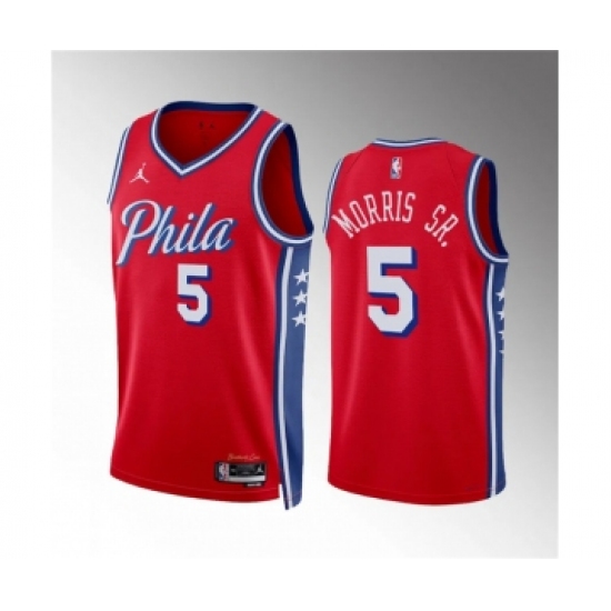 Men's Philadelphia 76ers #5 Marcus Morris Sr Red Statement Edition Stitched Jersey - Ujersey