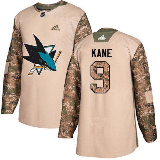 Men's Adidas San Jose Sharks #9 Evander Kane Authentic Camo Veterans Day Practice NHL Jersey