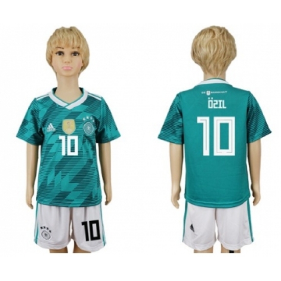 Germany #10 Ozil Away Kid Soccer Country Jersey