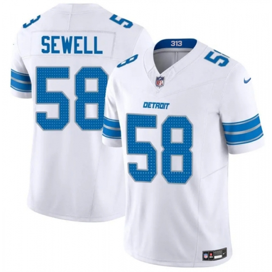 Men's Detroit Lions #58 Penei Sewell White 2025 F.U.S.E. Vapor Limited Football Stitched Game Jersey - Ujersey