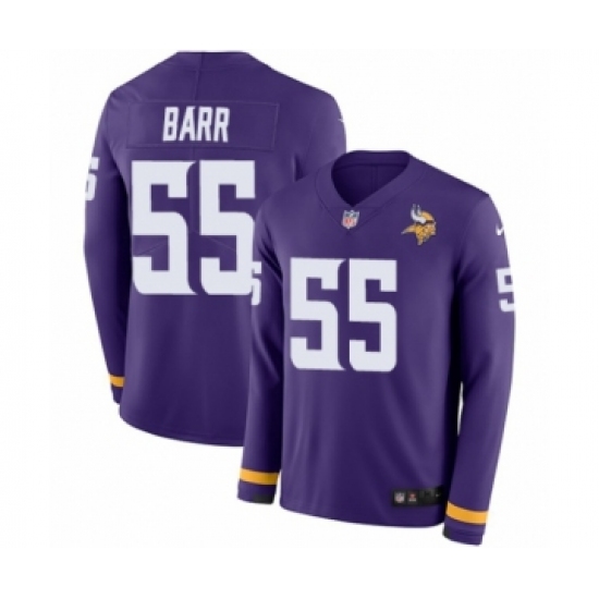 Men's Nike Minnesota Vikings #55 Anthony Barr Limited Purple Therma Long Sleeve NFL Jersey - Ujersey