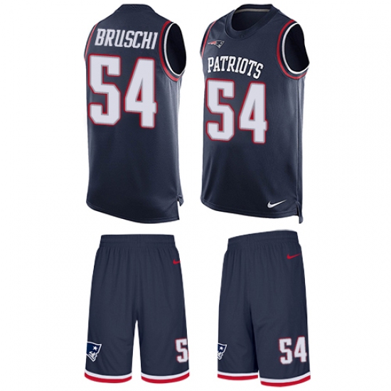 Men's Nike New England Patriots #54 Tedy Bruschi Limited Navy Blue Tank Top Suit NFL Jersey - Ujersey