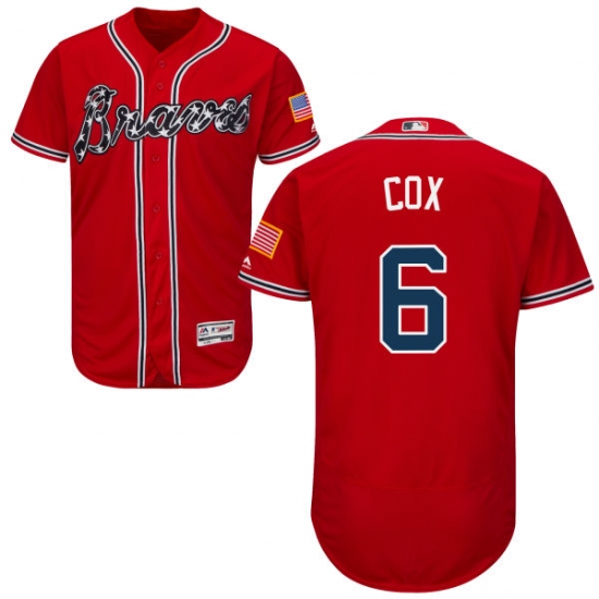 Men's Majestic Atlanta Braves #6 Bobby Cox Red Alternate Flex Base Authentic Collection MLB Jersey - Ujersey