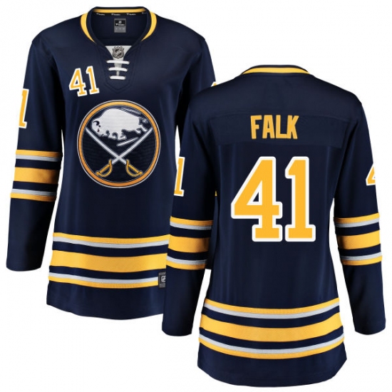 Women's Buffalo Sabres #41 Justin Falk Fanatics Branded Navy Blue Home Breakaway NHL Jersey - Ujersey