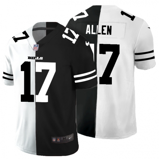 Men's Buffalo Bills #17 Josh Allen Black White Limited Split Fashion Football Jersey - Ujersey