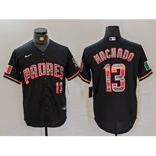 Men's San Diego Padres #13 Manny Machado Black Mexico Cool Base Stitched Jersey - Ujersey