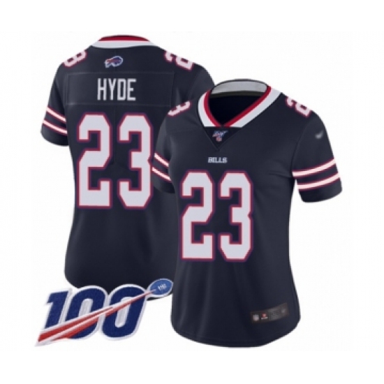 Women's Buffalo Bills #23 Micah Hyde Limited Navy Blue Inverted Legend 100th Season Football Jersey - Ujersey