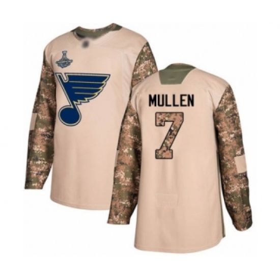 Men's St. Louis Blues #7 Joe Mullen Authentic Camo Veterans Day Practice 2019 Stanley Cup Champions Hockey Jersey - Ujersey