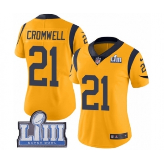Women's Nike Los Angeles Rams #21 Nolan Cromwell Limited Gold Rush Vapor Untouchable Super Bowl LIII Bound NFL Jersey - Ujersey