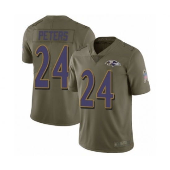 Men's Baltimore Ravens #24 Marcus Peters Limited Olive 2017 Salute to Service Football Jersey - Ujersey