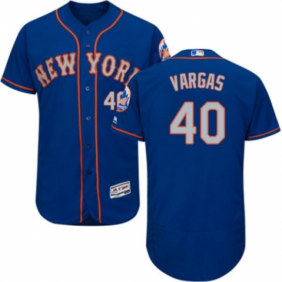 Men's Majestic New York Mets #40 Jason Vargas Royal/Gray Alternate Flex Base Authentic Collection MLB Jersey - Ujersey