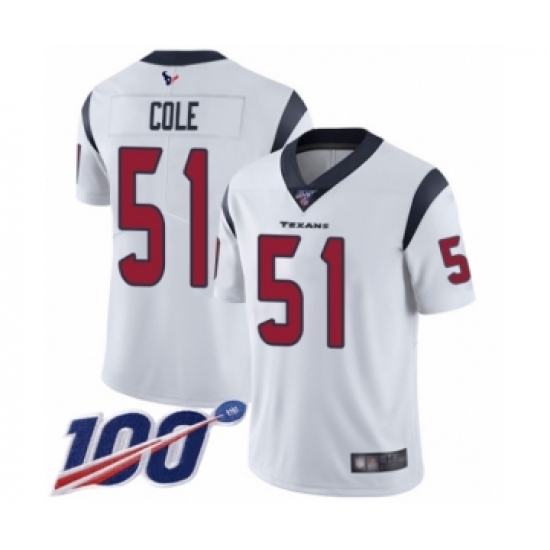 Men's Houston Texans #51 Dylan Cole White Vapor Untouchable Limited Player 100th Season Football Jersey - Ujersey