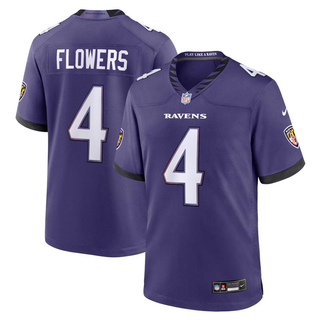 Men's Baltimore Ravens Zay Flowers Nike Purple Team Game Jersey - Ujersey