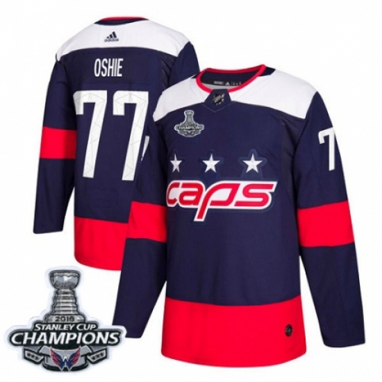 Men's Adidas Washington Capitals #77 T.J. Oshie Authentic Navy Blue 2018 Stadium Series 2018 Stanley Cup Final Champions NHL Jersey - Ujersey