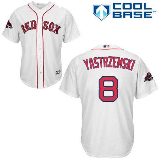 Youth Majestic Boston Red Sox #8 Carl Yastrzemski Authentic White Home Cool Base 2018 World Series Champions MLB Jersey - Ujersey
