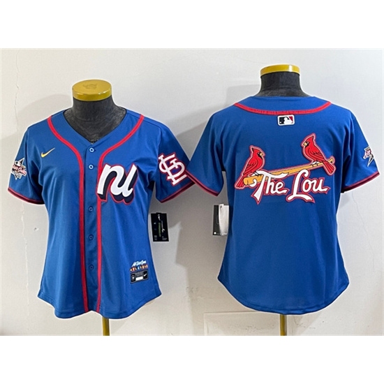 Women's National League St. Louis Cardinals Team Big Logo Blue 2025 All-Star Edition Limited Stitched Baseball Jersey(Run Small) - Ujersey