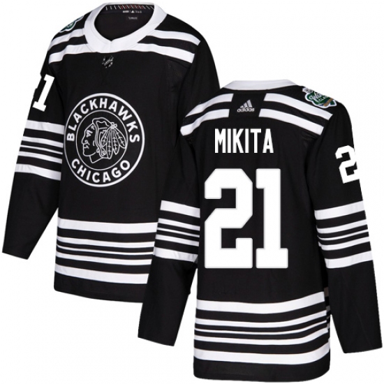 Men's Adidas Chicago Blackhawks #21 Stan Mikita Authentic Black 2019 Winter Classic NHL Jersey - Ujersey