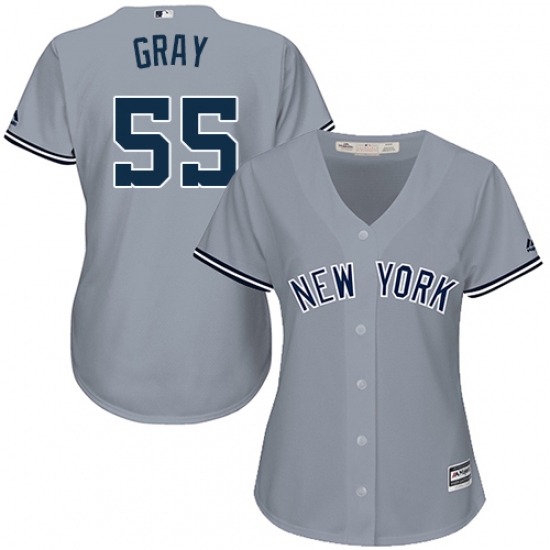 Women's Majestic New York Yankees #55 Sonny Gray Replica Grey Road MLB Jersey - Ujersey