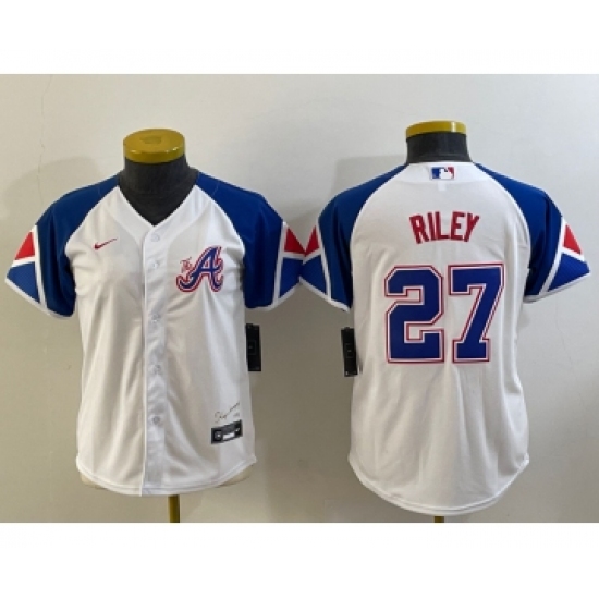 Youth Atlanta Braves #27 Austin Riley White 2023 City Connect Cool Base Stitched Jersey - Ujersey