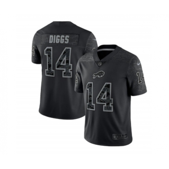 Men's Buffalo Bills #14 Stefon Diggs Black Reflective Limited Stitched Football Jersey - Ujersey