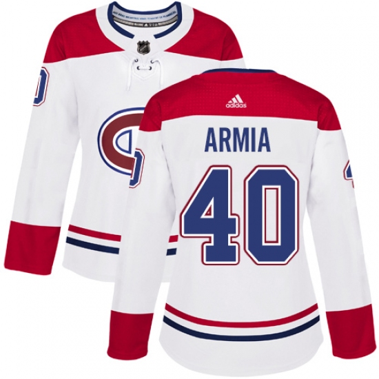 Women's Adidas Montreal Canadiens #40 Joel Armia Authentic White Away NHL Jersey - Ujersey
